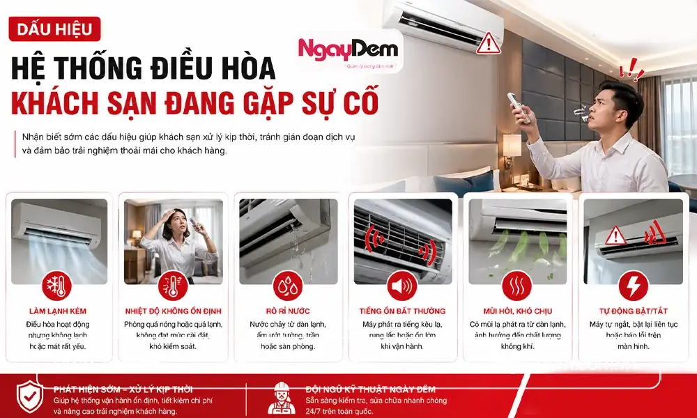 Một số sự cố điều hoà khách sạn