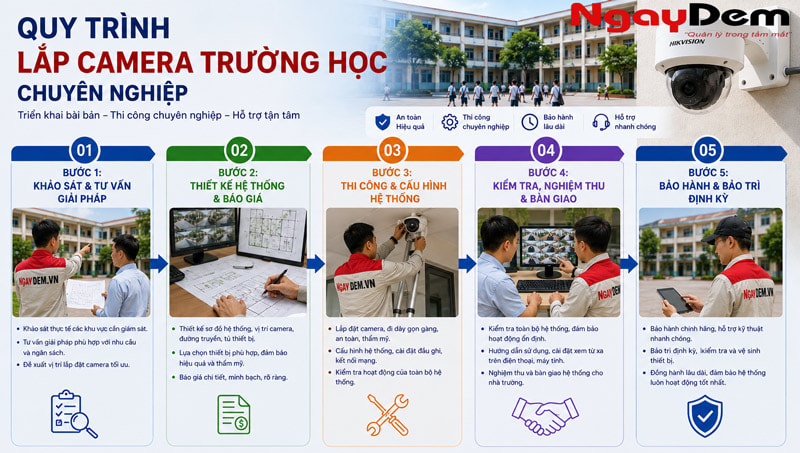 Quy trình lắp camera trường học chuyên nghiệp