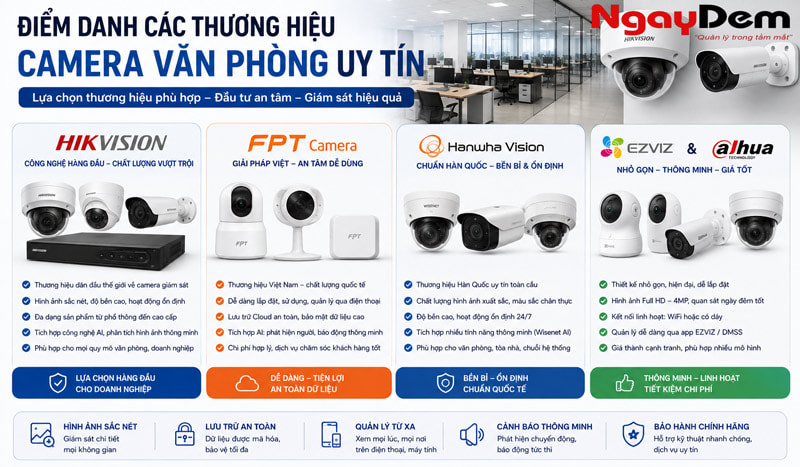 Điểm danh các thương hiệu camera văn phòng uy tín