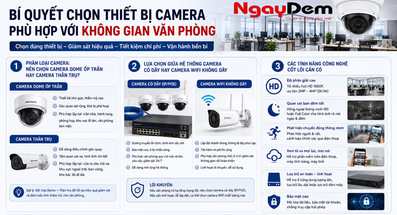 Bí quyết chọn thiết bị camera phù hợp với không gian văn phòng