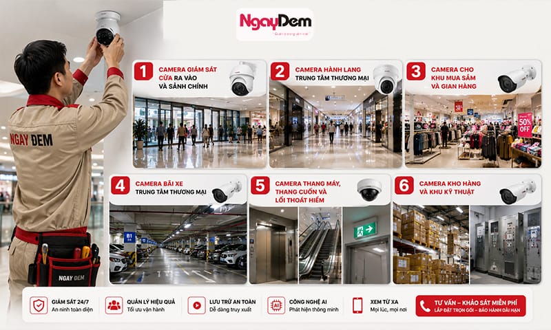 Các khu vực cần lắp đặt camera Trung tâm thương mại không thể bỏ qua lắp đặt camera Trung tâm thương mại