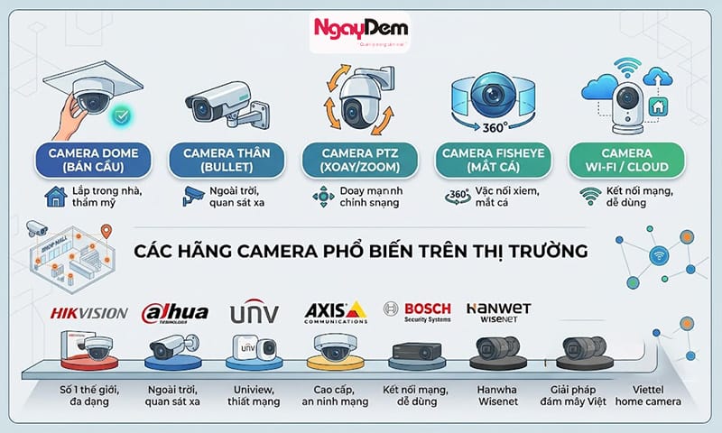 Các loại camera phổ biến được lắp đặt nhiều nhất lắp đặt camera Trung tâm thương mại
