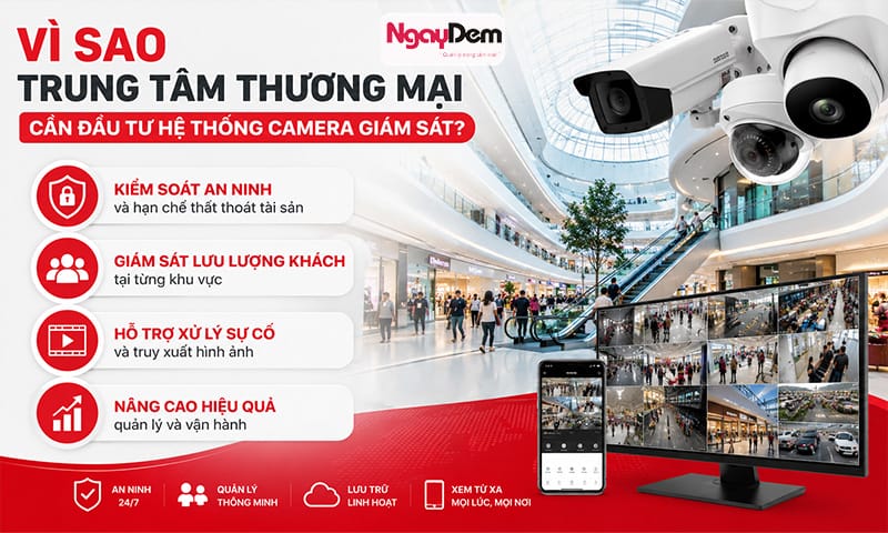 Lý do Trung tâm thương mại cần lắp đặt camera giám sát lắp đặt camera Trung tâm thương mại