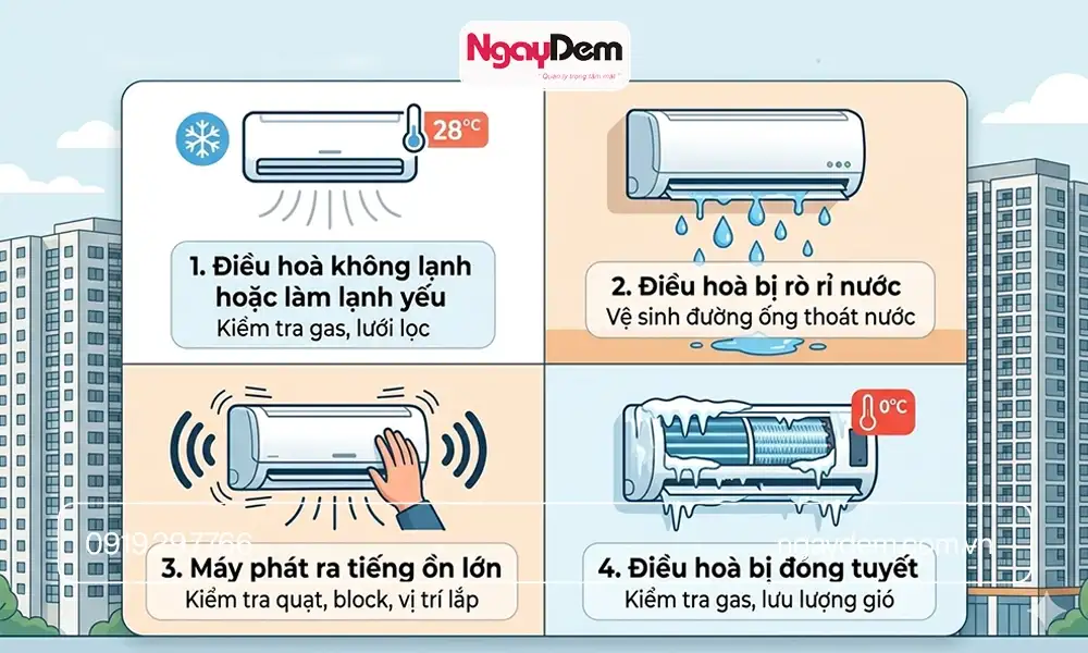 Mộ số lỗi thường gặp ở điều hoà chung cư