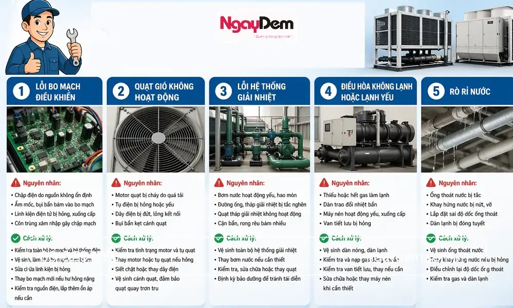 Các lỗi thường gặp cần sửa chữa điều hòa công nghiệp