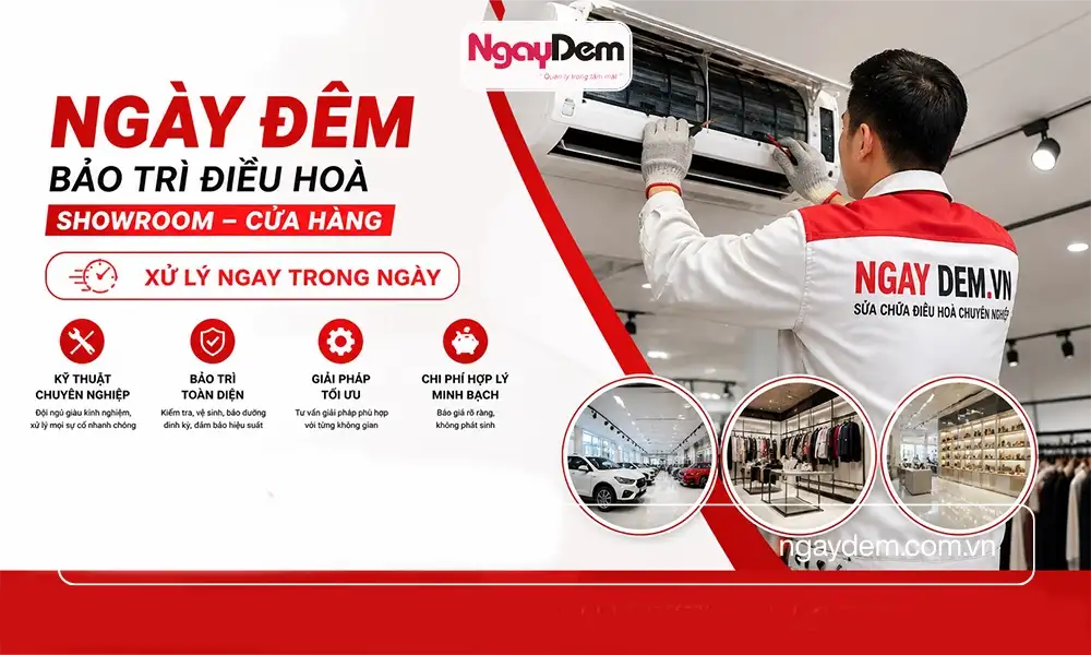 Bảo trì điều hòa Showroom – cửa hàng lớn tại Ngày Đêm cam kết về chất lượng dịch vụ - Giá rẻ