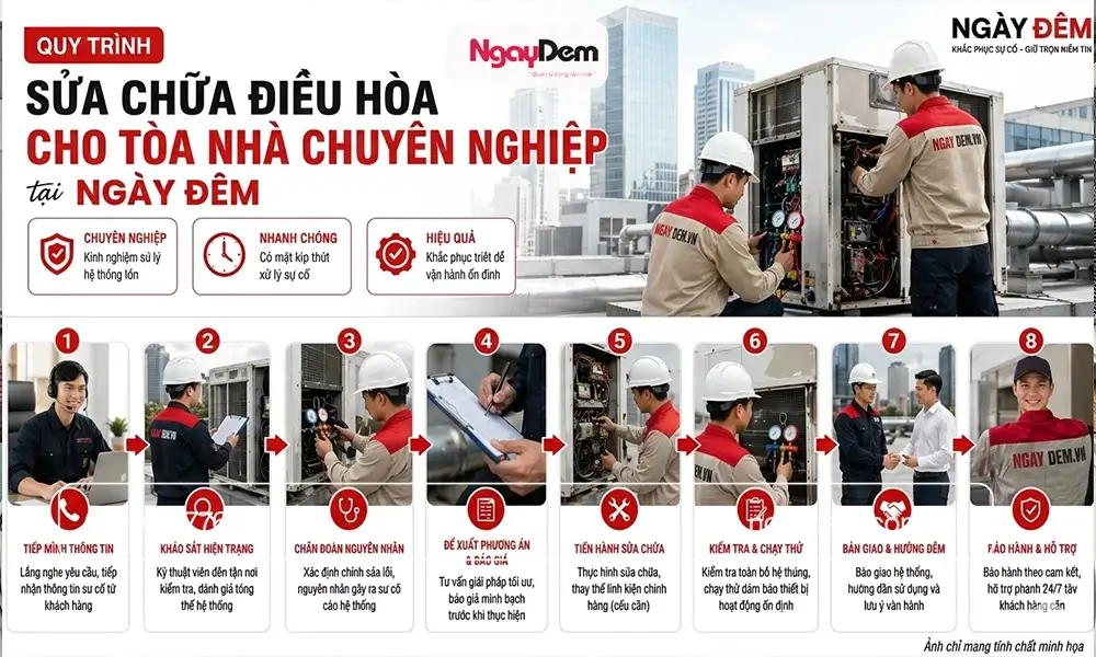 Các bước thực hiện Sửa chữa điều hoà cho toà nhà