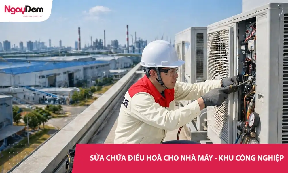 Sửa chữa điều hoà cho nhà máy – Khu công nghiệp – Có mặt nhanh, xử lý triệt để