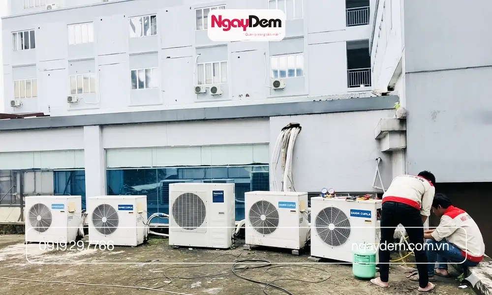 Sửa chữa điều hoà cho Trung tâm thương mại tại Ngày Đêm không lo về chất lượng dịch vụ, giá thành cực rẻ