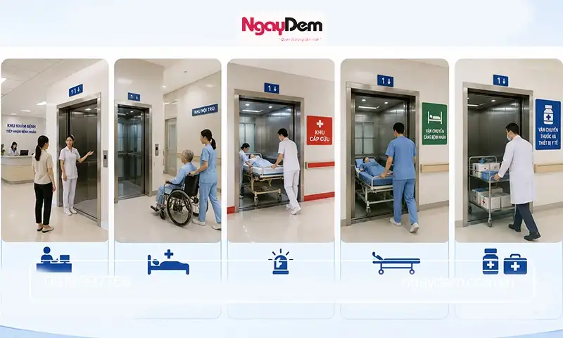 Những khu vực sử dụng thang máy bệnh viện