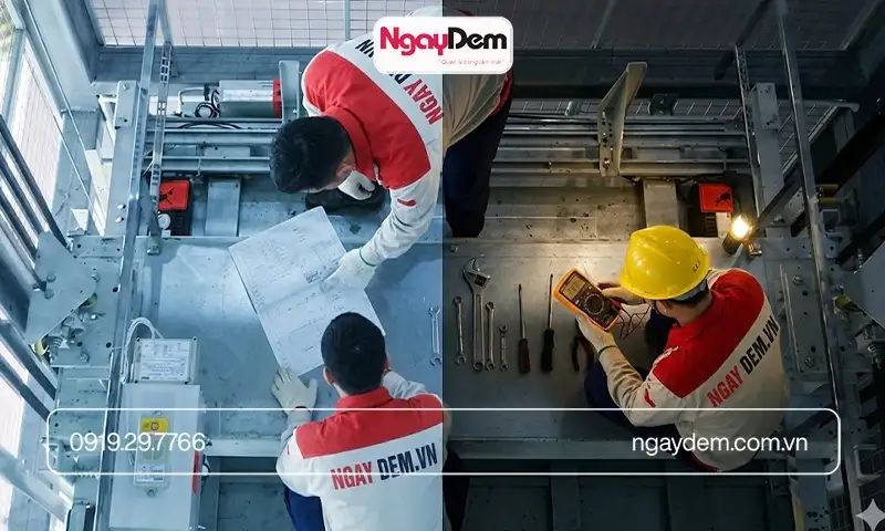 Cơ điện Ngày Đêm thực hiện bảo trì thang máy công nghiệp uy tín - khắc phục mọi vấn đề