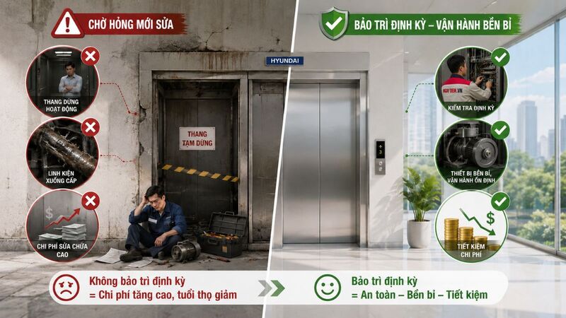 Chỉ sửa chữa khi thang hỏng