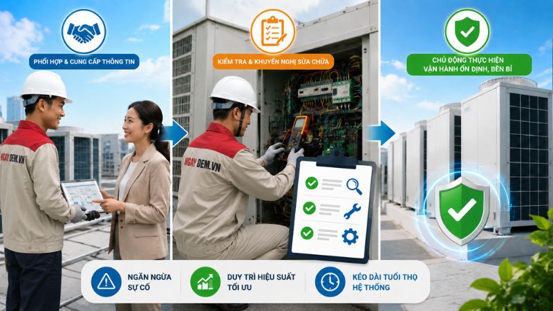 Phối hợp giữa ban quản lý và đơn vị bảo trì