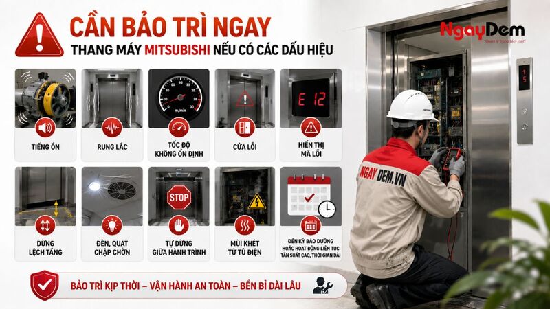 Dấu hiệu cho thấy thang máy Mitsubishi cần được bảo trì ngay