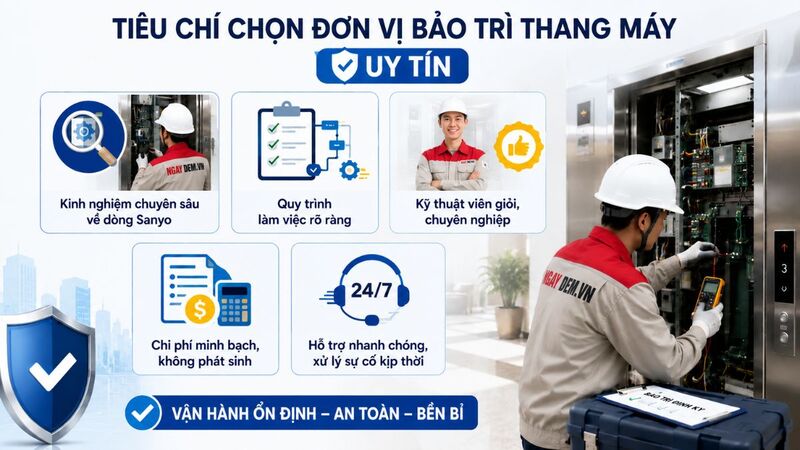 Những tiêu chí lựa chọn đơn vị bảo trì thang máy Sanyo uy tín