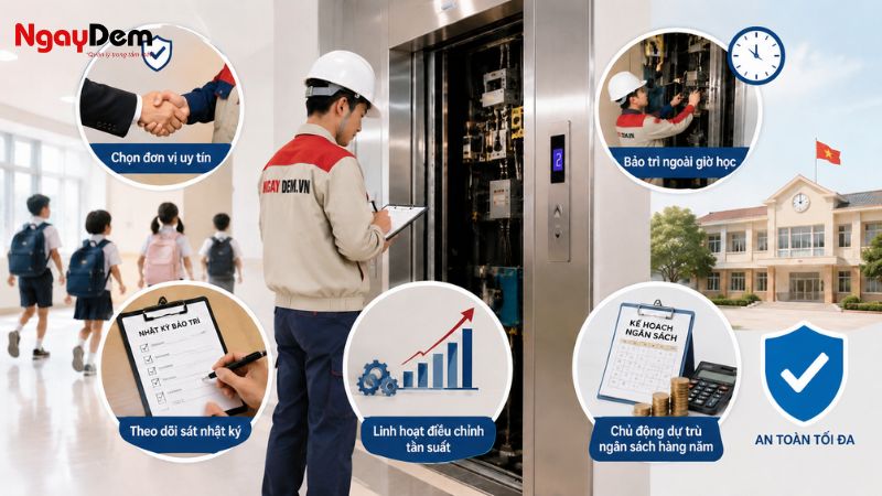 Kinh nghiệm xây dựng kế hoạch bảo trì thang máy trường học hiệu quả