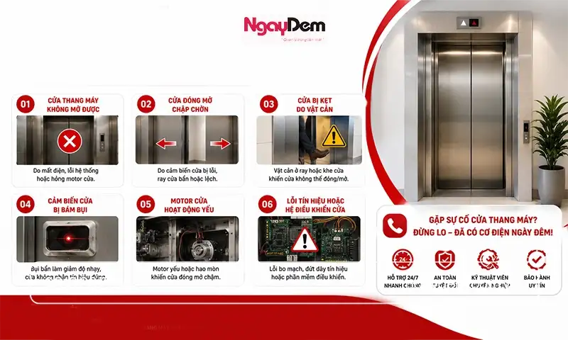 Các lỗi cửa thang máy thường gặp cần nắm rõ để dễ dàng xử lý