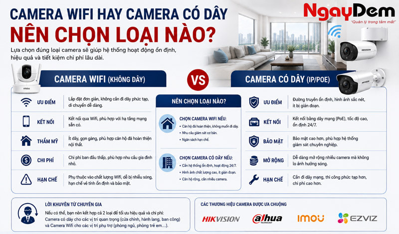 Camera Wifi hay camera có dây – Nên chọn loại nào?