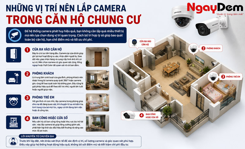 Những vị trí nên lắp camera trong căn hộ chung cư