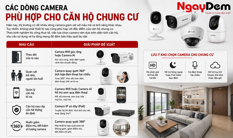 Các dòng camera phù hợp cho căn hộ chung cư