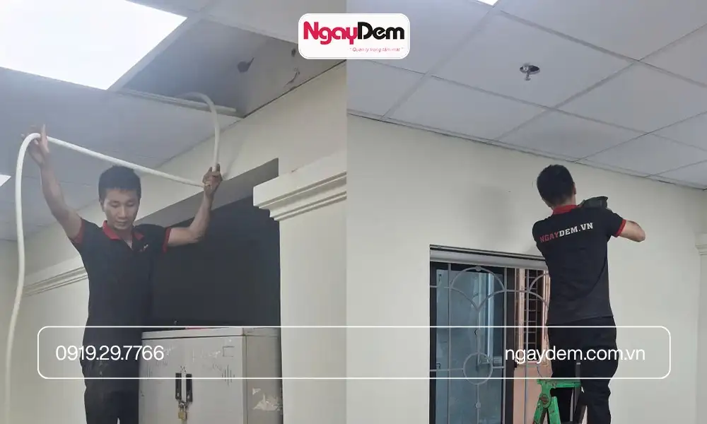 Tiến hàng lắp đặt đường ống