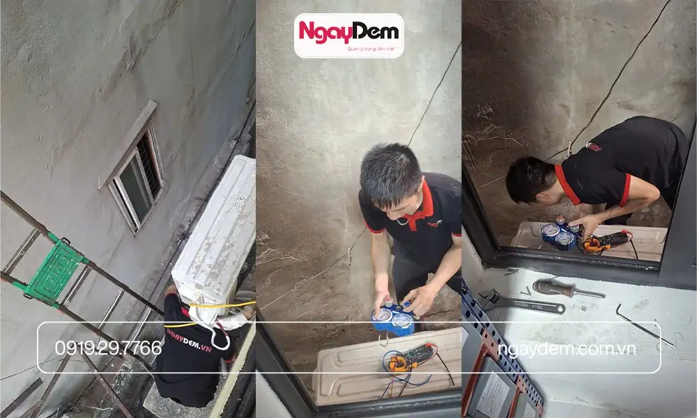 Thi công lắp đặt điều hoà cho Cục thuế 187 Giảng Võ với dàn cục nóng