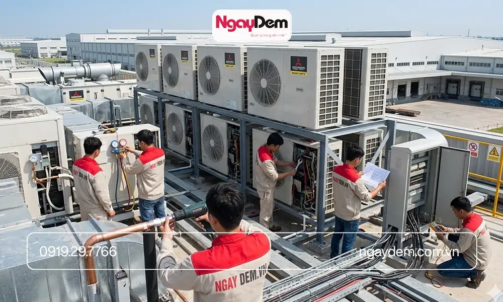 Lắp đặt điều hoà cho nhà máy - Khu công nghiệp nhanh - đúng chuẩn