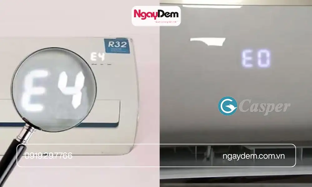 Lỗi điều hoà hiển thị E0,E4,....