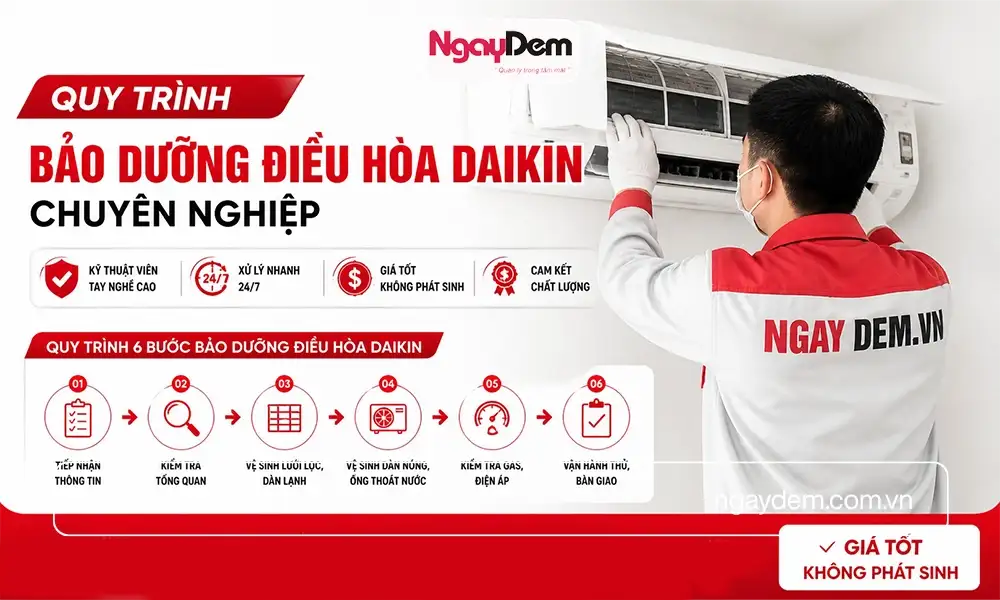 Quy trình thực hiện bảo dưỡng điều hòa Daikin chuẩn
