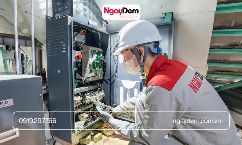 Cơ điện Ngày Đêm - dịch vụ sửa chữa thang máy chân không chuyên môn giỏi - khách hàng an tâm thang máy hoạt động tốt