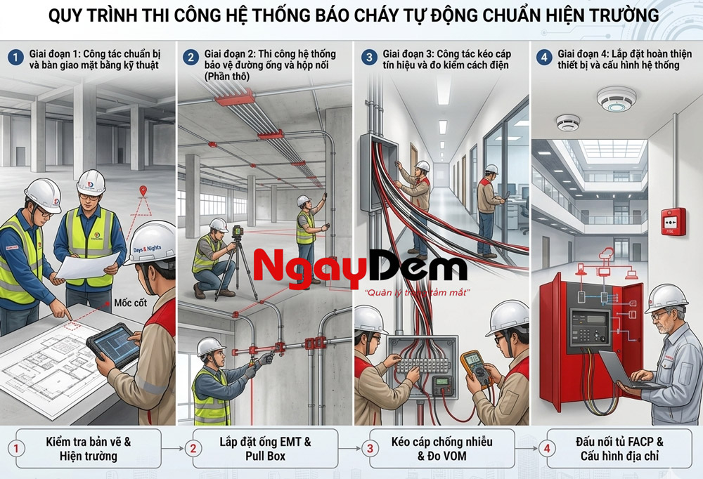 Thi công hệ thống báo cháy tự động