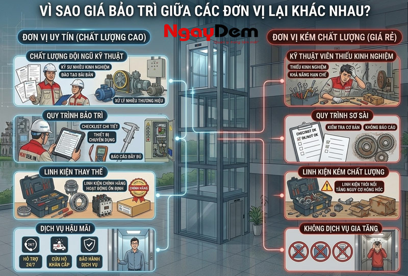Vì sao giá bảo trì giữa các đơn vị lại khác nhau?