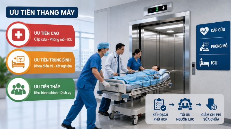 Phân loại mức độ ưu tiên của từng thang máy