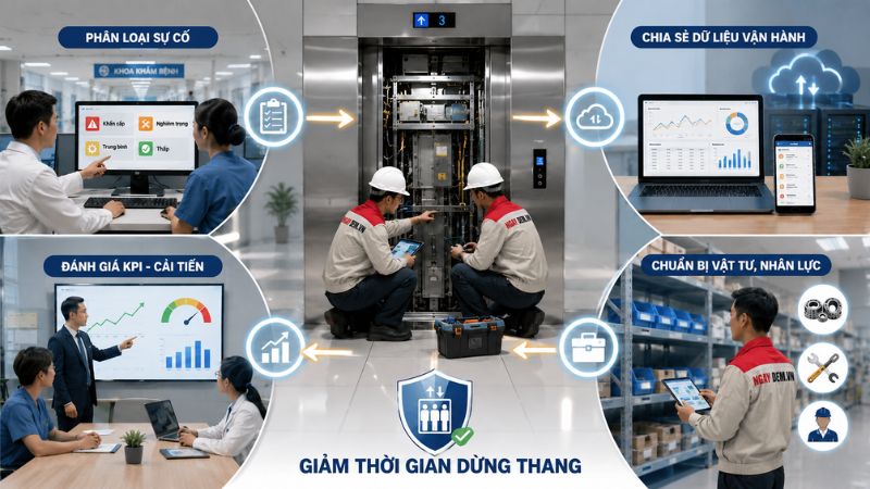 Cách phối hợp giữa đơn vị bảo trì và bộ phận kỹ thuật bệnh viện để giảm thời gian dừng thang