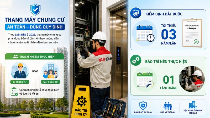 Quy định về bảo trì thang máy chung cư theo pháp luật hiện hành