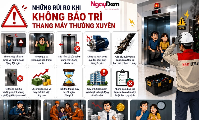 Những rủi ro khi không bảo trì thang máy thường xuyên