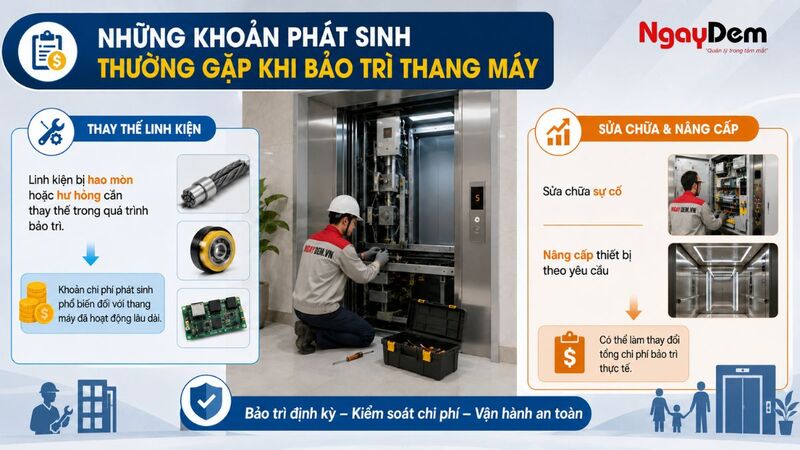 Các chi phí phát sinh phổ biến khi bảo trì thang máy
