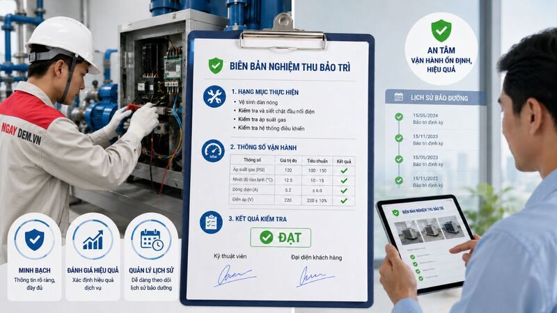 Có biên bản nghiệm thu kết quả sau bảo trì