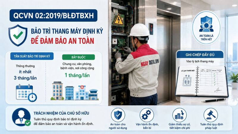 Chu kỳ bảo dưỡng thang máy bắt buộc theo quy định