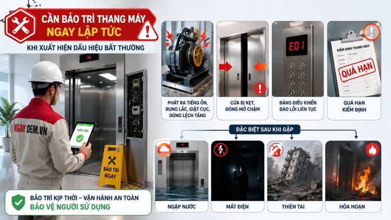 Thời điểm cần bảo trì thang máy ngay lập tức
