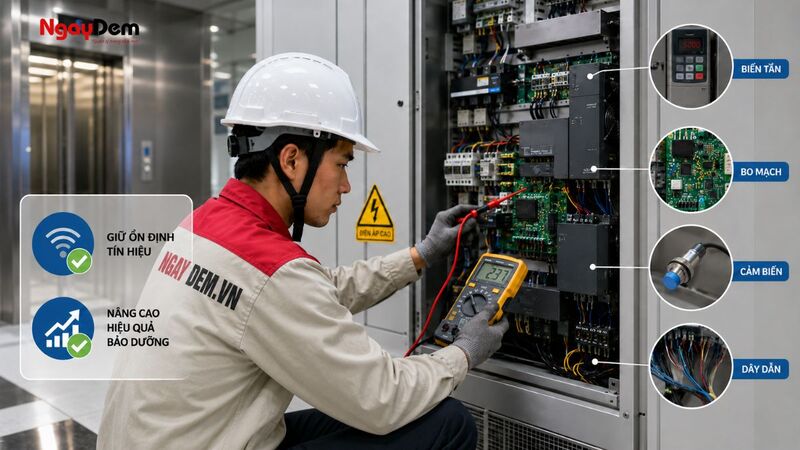 Kiểm tra hệ thống điều khiển và điện cho thang máy