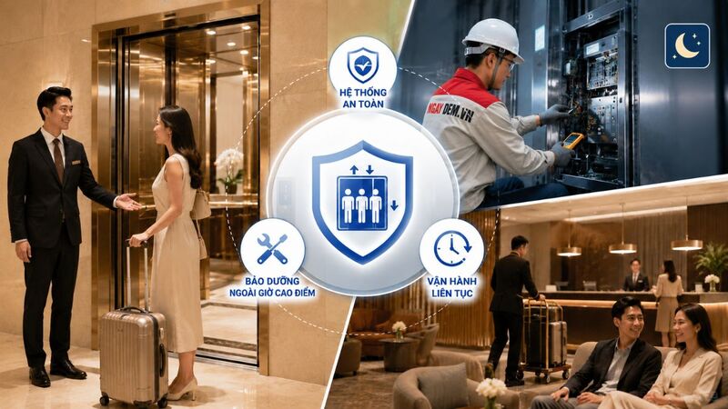Khách sạn cần đảm bảo thang máy vận hành liên tục