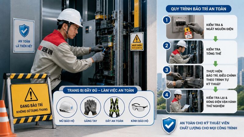 Tuân thủ đầy đủ quy trình an toàn lao động khi bảo trì
