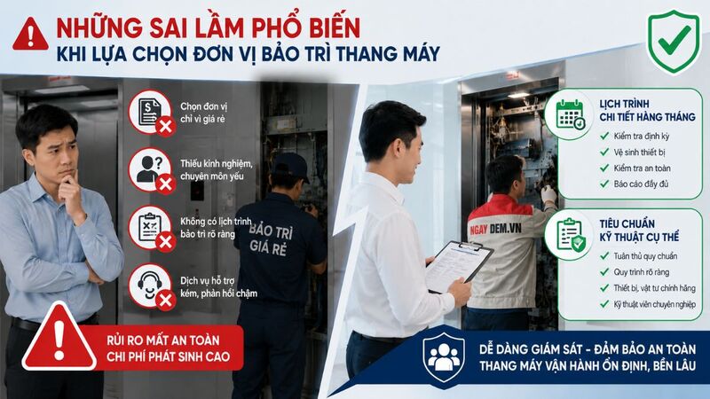 Kế hoạch bảo trì định kỳ thang máy không có/không rõ ràng