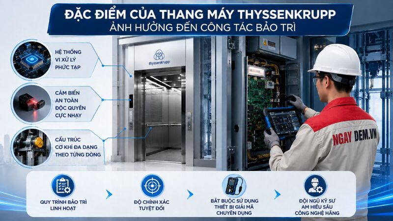Đặc điểm của thang máy Thyssenkrupp ảnh hưởng đến công tác bảo trì