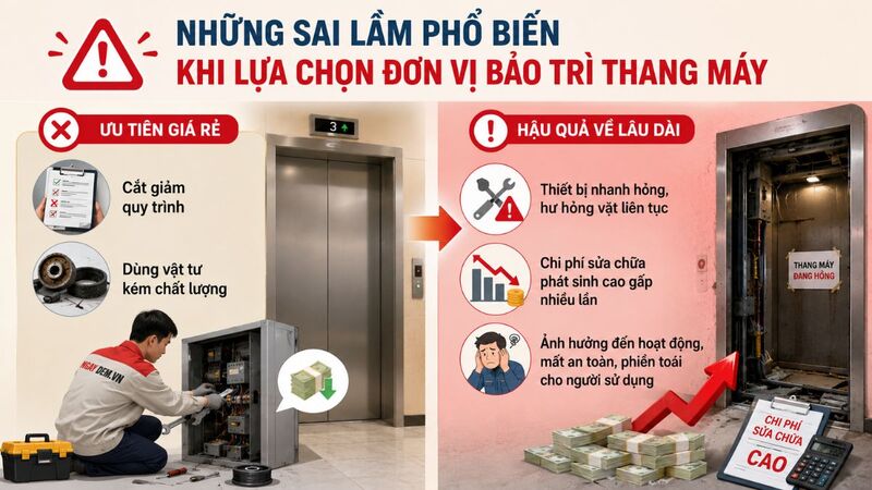 Chỉ quan tâm đến giá rẻ khi tìm đơn vị bảo dưỡng - bảo trì thang máy giá rẻ
