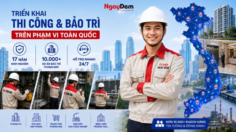 Kỹ thuật viên đều sở hữu 10+ năm kinh nghiệm của Cơ Điện Ngày Đêm