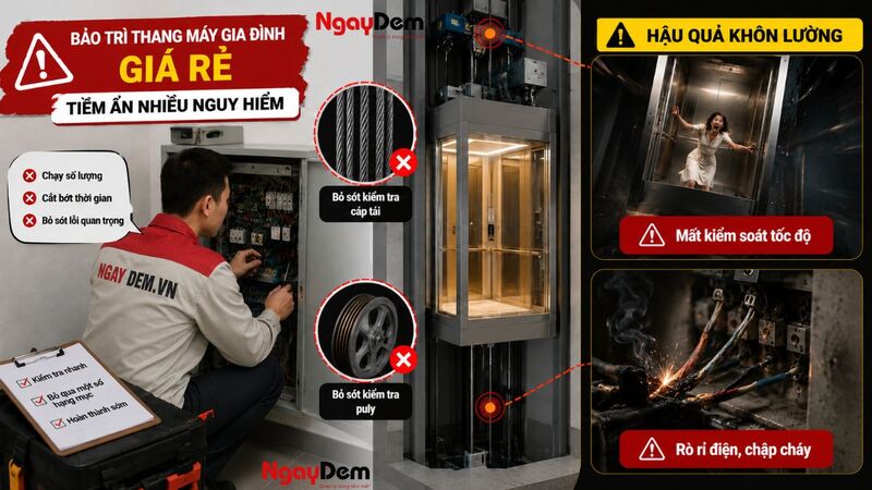 Bảo trì thang máy giá rẻ có chứa nhiều rủi ro