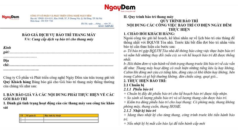 Hợp đồng bảo trì thang máy