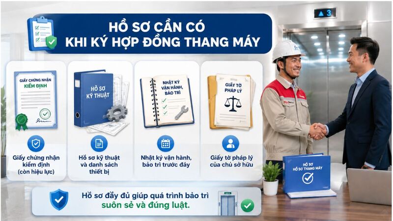 Các loại hồ sơ cần có khi ký hợp đồng bảo trì thang máy
